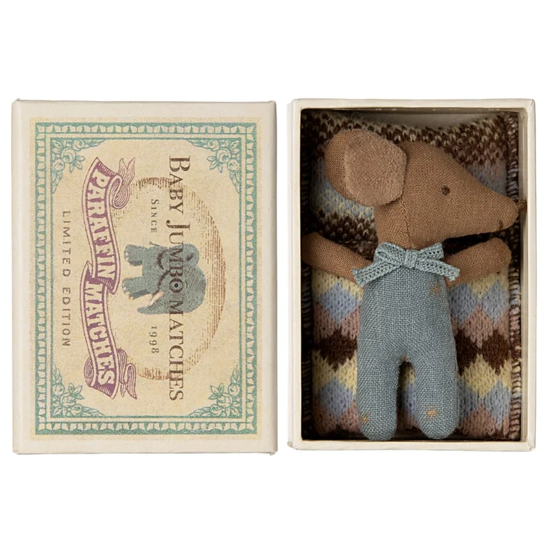 Souris Bébé "Sleepy Wakey" Dans Sa Boîte - Bleu