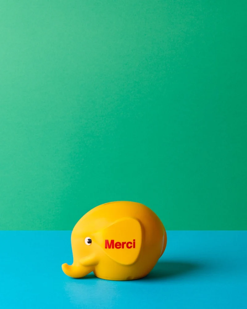 Merci - Tirelire Éléphant - Jaune