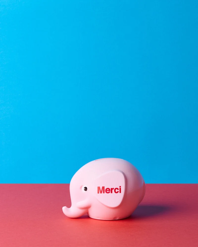 Merci - Tirelire Éléphant - Rose
