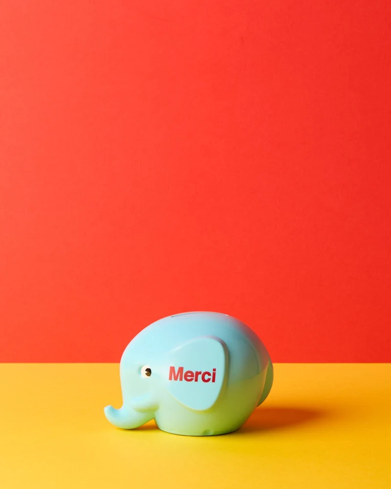 Merci - Tirelire Éléphant - Bleu Clair
