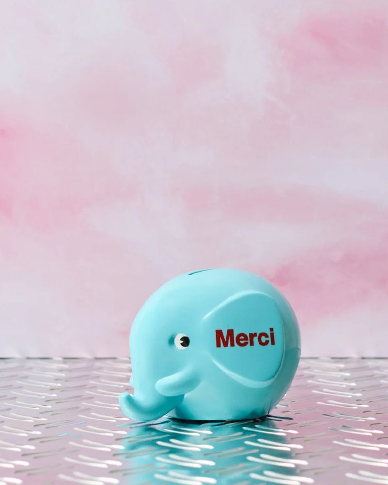 Merci - Tirelire Éléphant - Bleu Clair