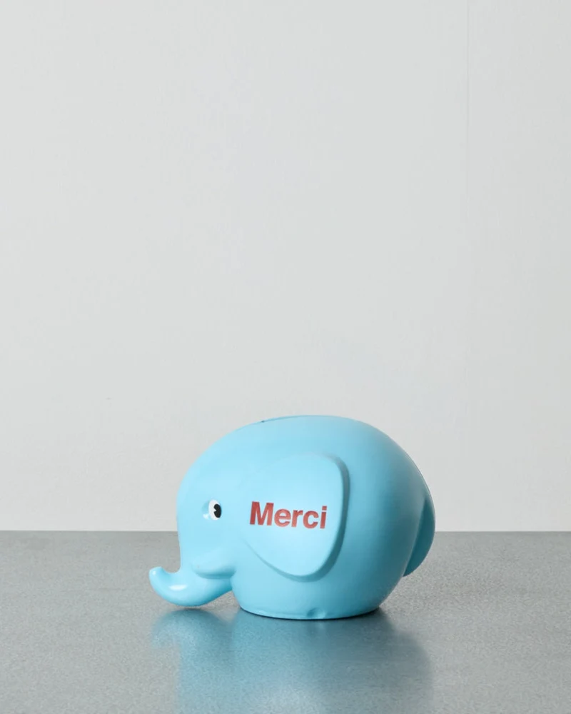 Merci - Tirelire Éléphant - Bleu Clair