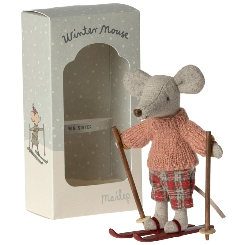 Souris d'Hiver Avec Set de Ski, Grande Soeur