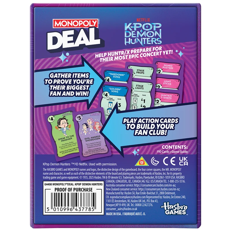 Jeu Monopoly Deal K-Pop Demon Hunters