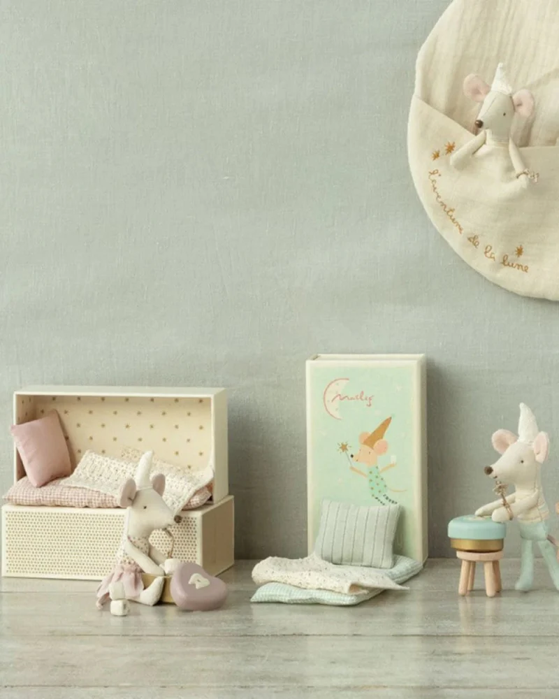 Souris Fée Des Dents Dans une Boîte d'Allumettes - Bleue