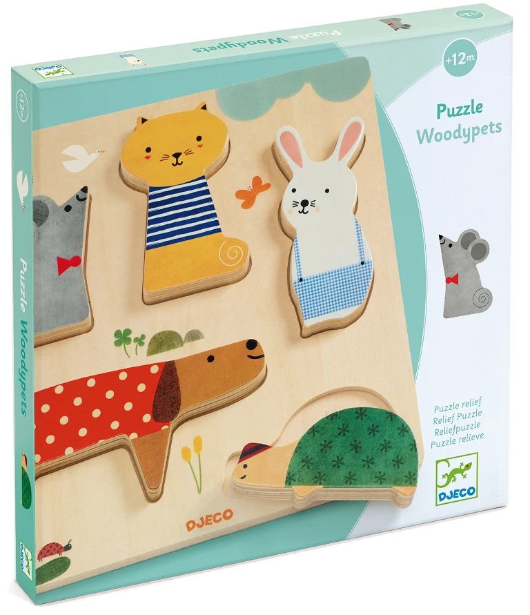 Puzzle d'encastrement en bois 5 pièces - Woodypets