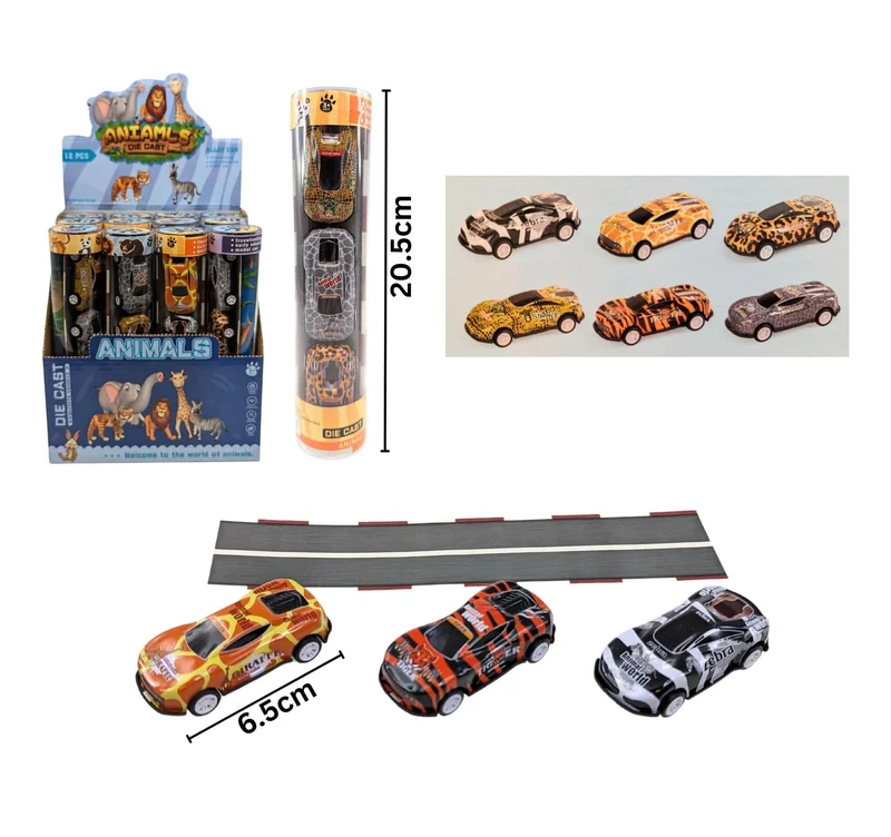 Pull Back Animal Cars 3pk w/Map