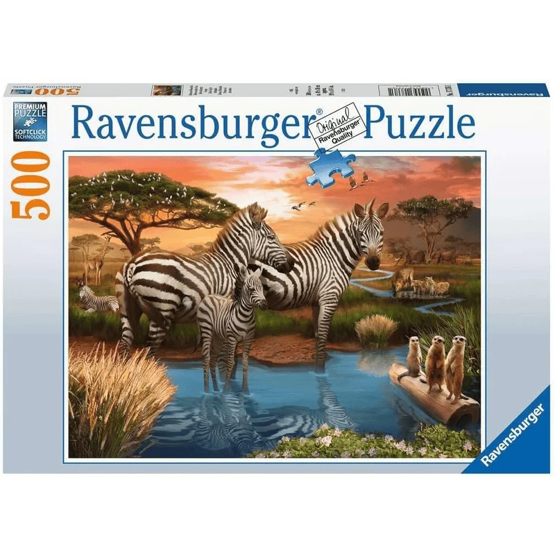 Zebras at the Waterhole (500 pcs)