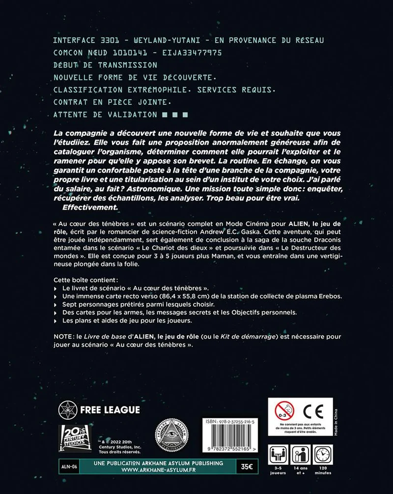 Alien, le jeu de rôle - Au coeur des ténèbres