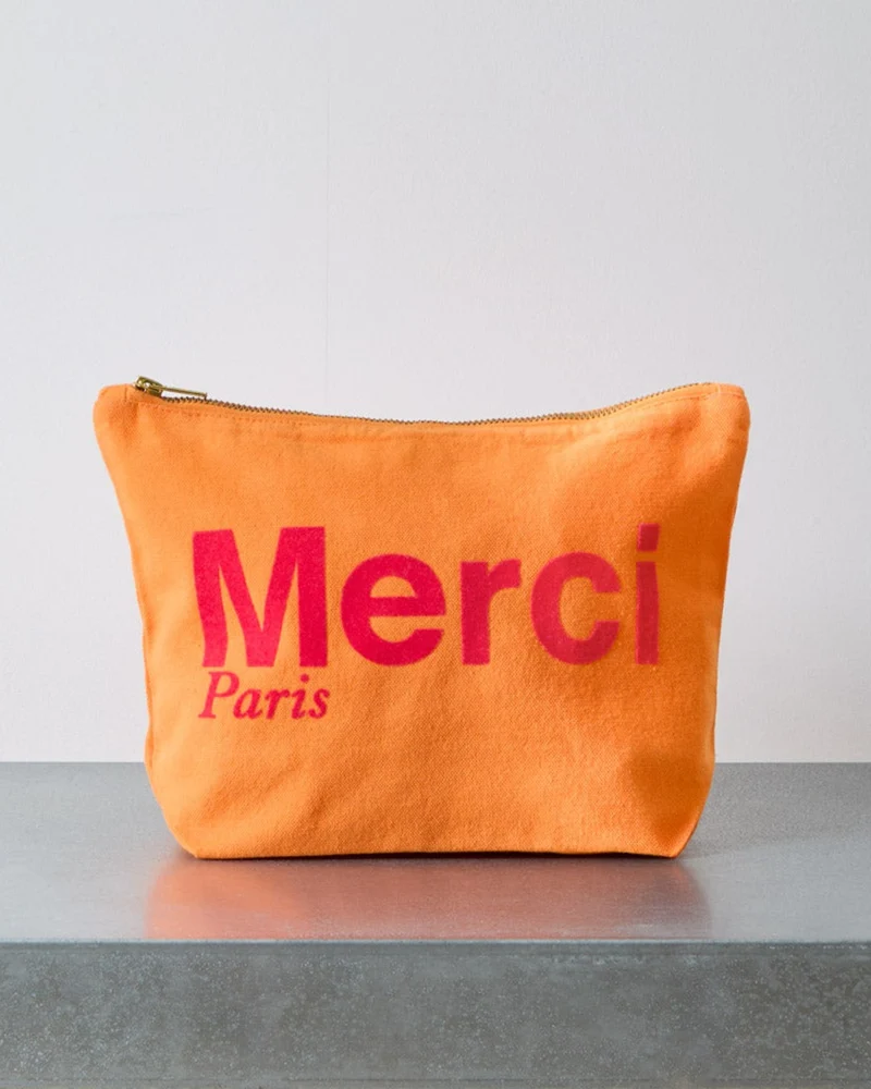 Merci - Pochette En Coton - Abricot & Framboise
