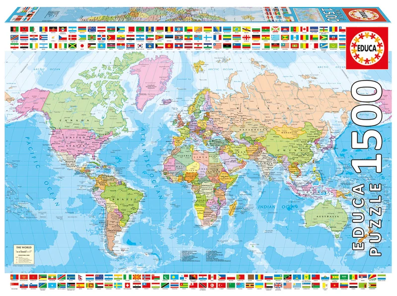 Carte du monde politique, 1500 pièces