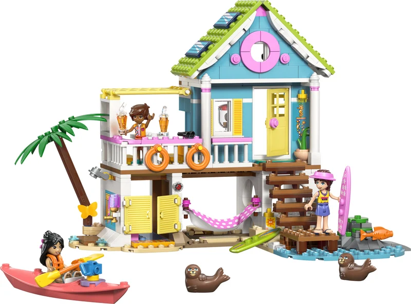 La maison sur la plage et les phoques