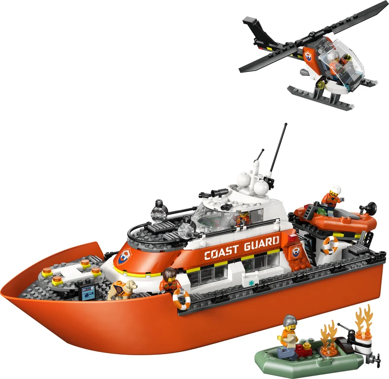 Le bateau de sauvetage et l’hélicoptère de la gard