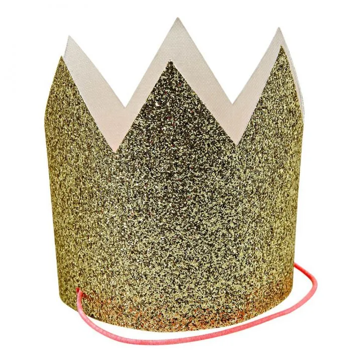Mini Couronnes En Paillettes D'or - Lot De 8