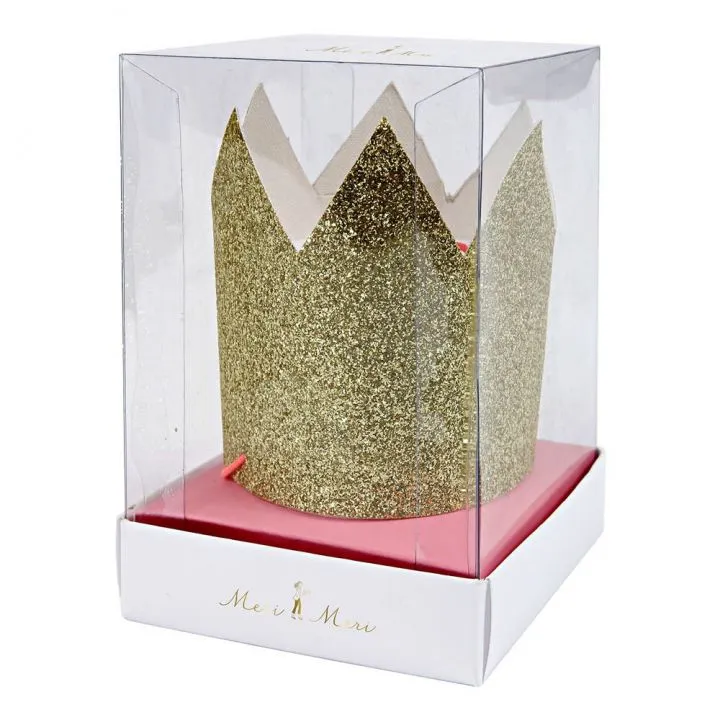 Mini Couronnes En Paillettes D'or - Lot De 8