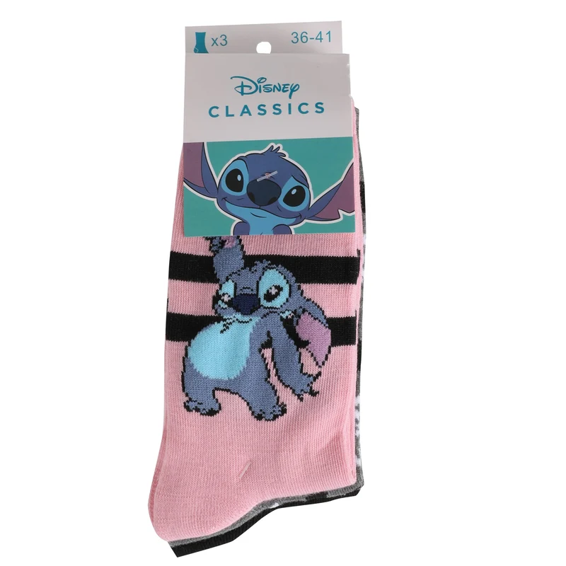 Boîte cadeau 3 paires de chaussettes Stitch ou Minnie - Bleu