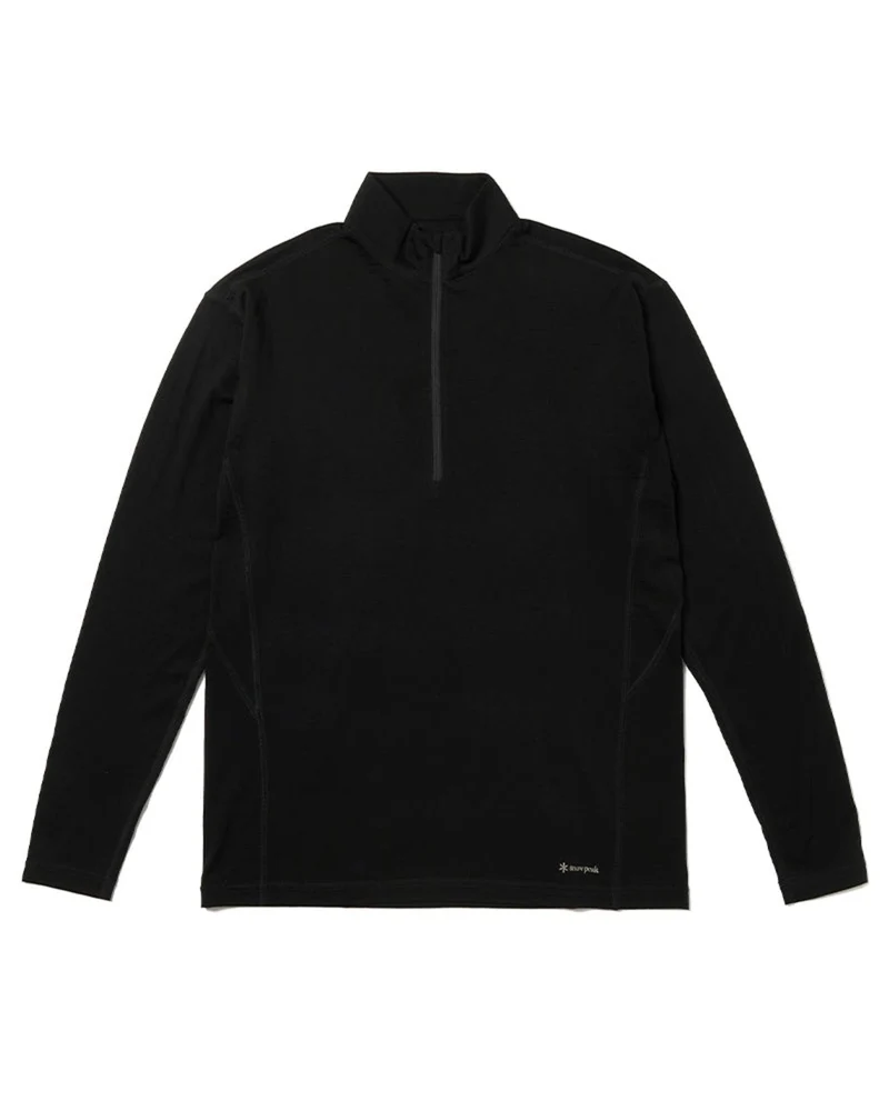 Snow Peak - Pull Demi-Zip Laine - Noir