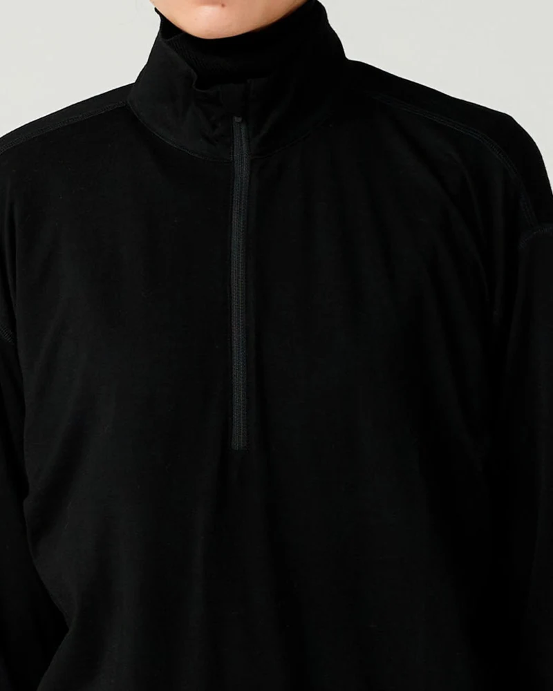 Snow Peak - Pull Demi-Zip Laine - Noir