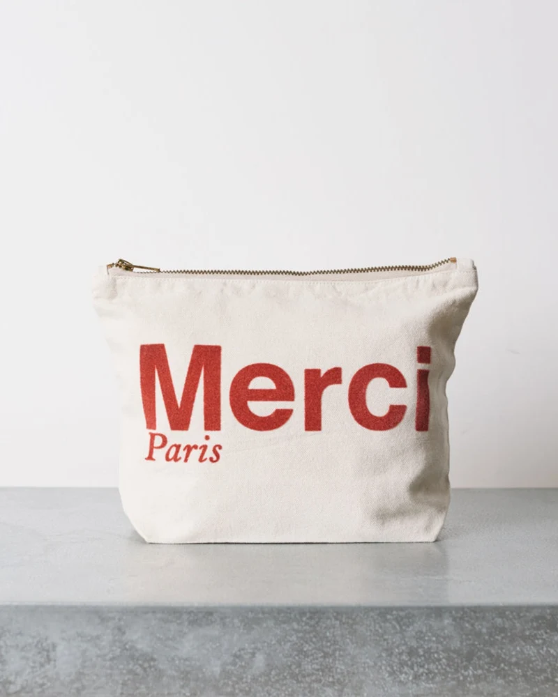 Merci - Pochette En Coton - Crème & Vin