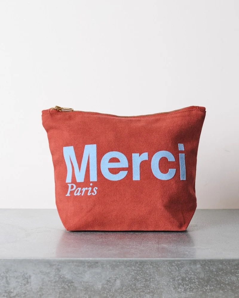 Merci - Pochette En Coton - Vin & Bleu