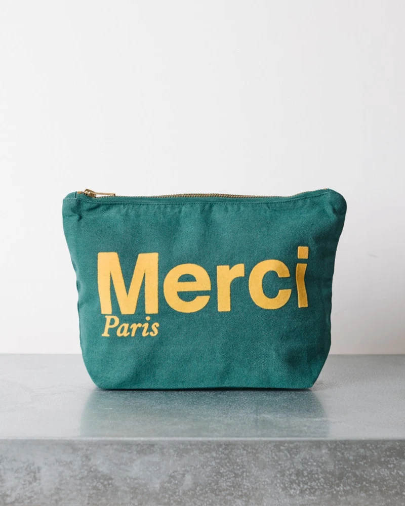 Merci - Pochette En Coton - Forêt & Jaune