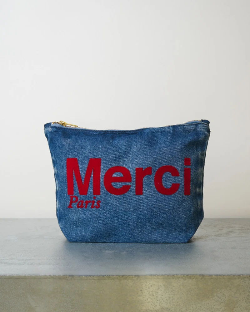 Merci - Pochette En Coton - Denim