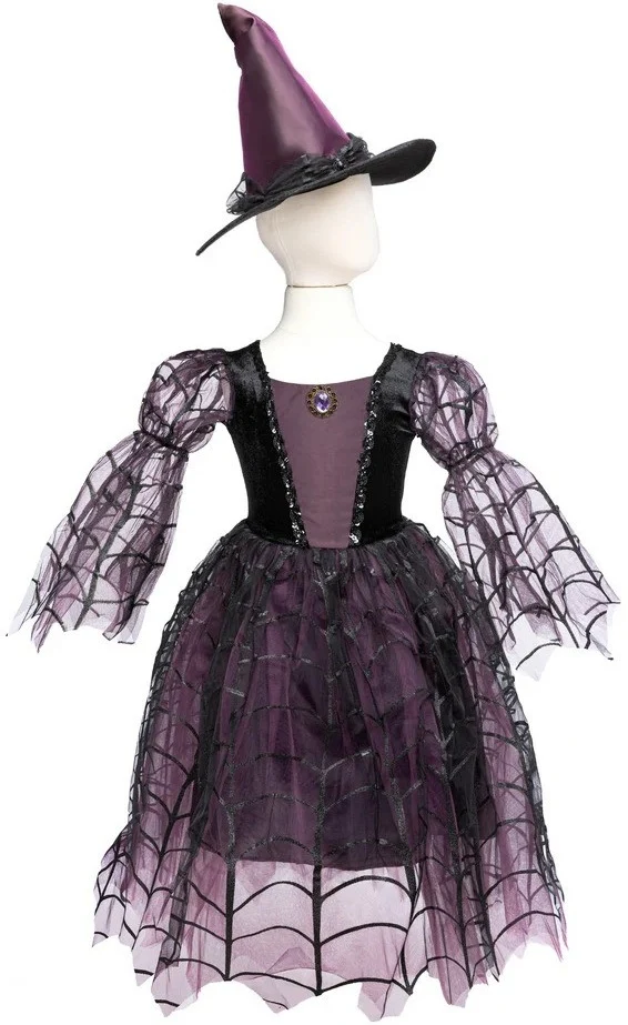 Robe de sorcière araignée avec chapeau 5-6 ans