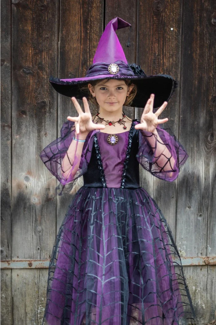 Robe de sorcière araignée avec chapeau 5-6 ans