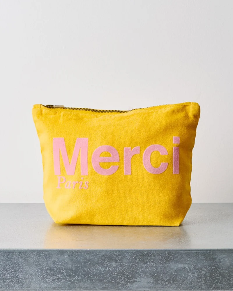 Merci - Pochette En Coton - Ochre & Rose
