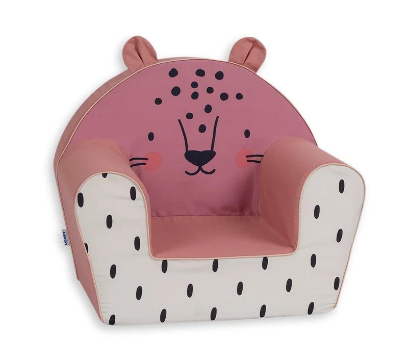 Fauteuil à oreilles Léopard rose