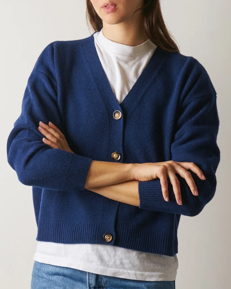Merci - Gilet Lucia En Laine - Bleu Foncé