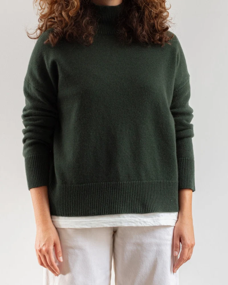 Merci - Pull Col Cheminée En Cachemire - Kaki