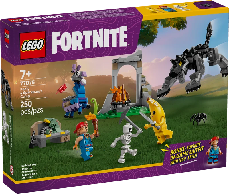 Le camp de Peely et Sparkplug, de Fortnite