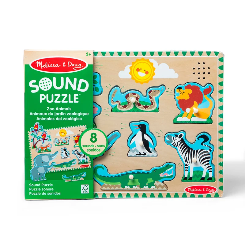Casse-tête sonore 8 pièces - Animaux du zoo