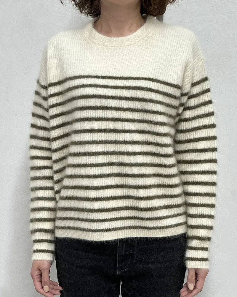 Ct Plage - Merci Pull Rayé - Blanc/Olive