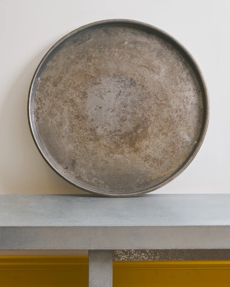 Puebco - Plateau Rond En Métal - Vintage