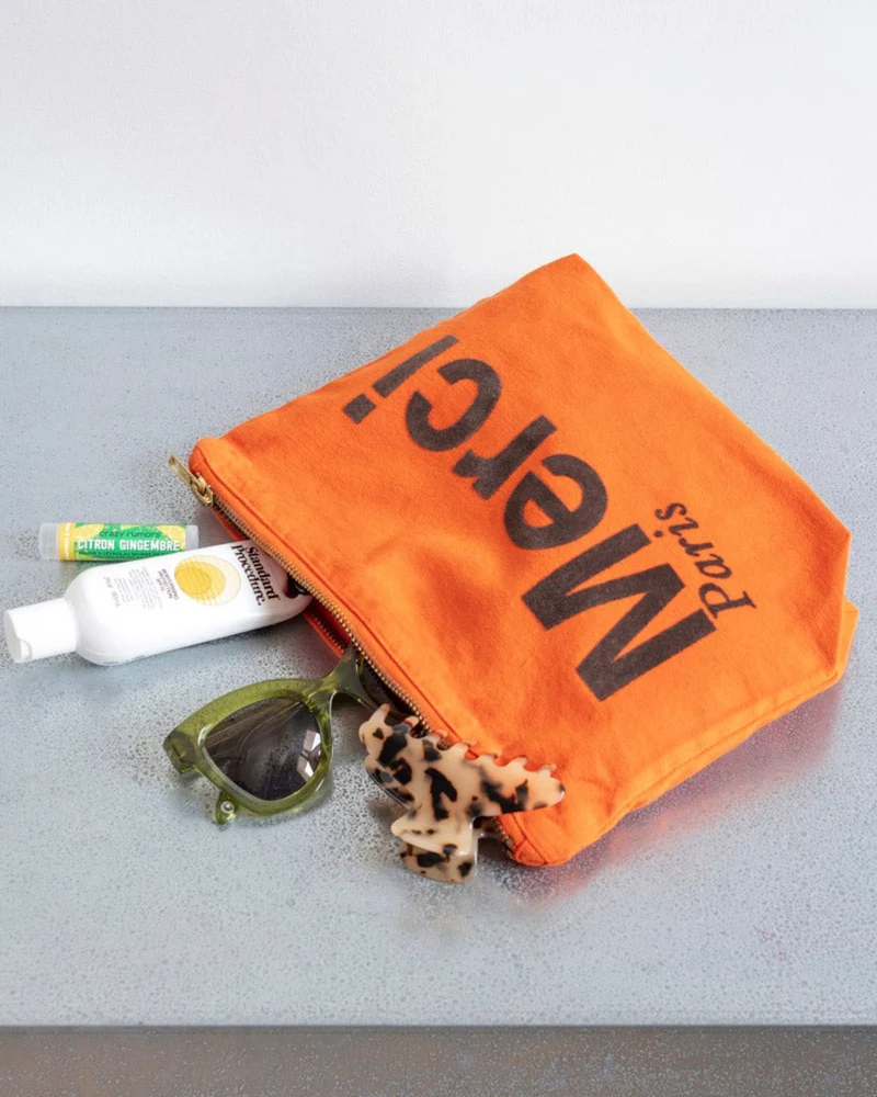 Merci - Pochette En Coton - Orange & Marron