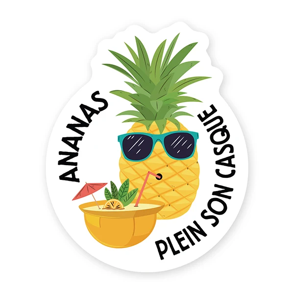 Autocollant Ananas plein son casque