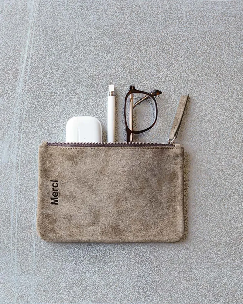 Merci - Pochette En Daim - Truffle