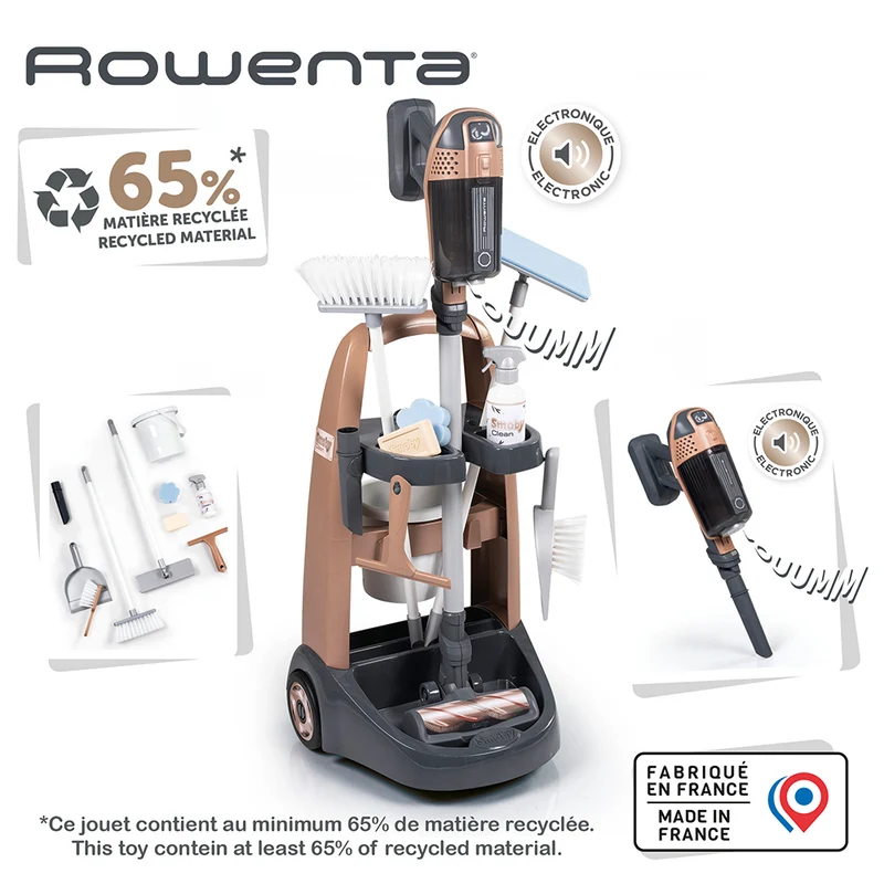Smoby - Rowenta Chariot Ménage + Aspirateur