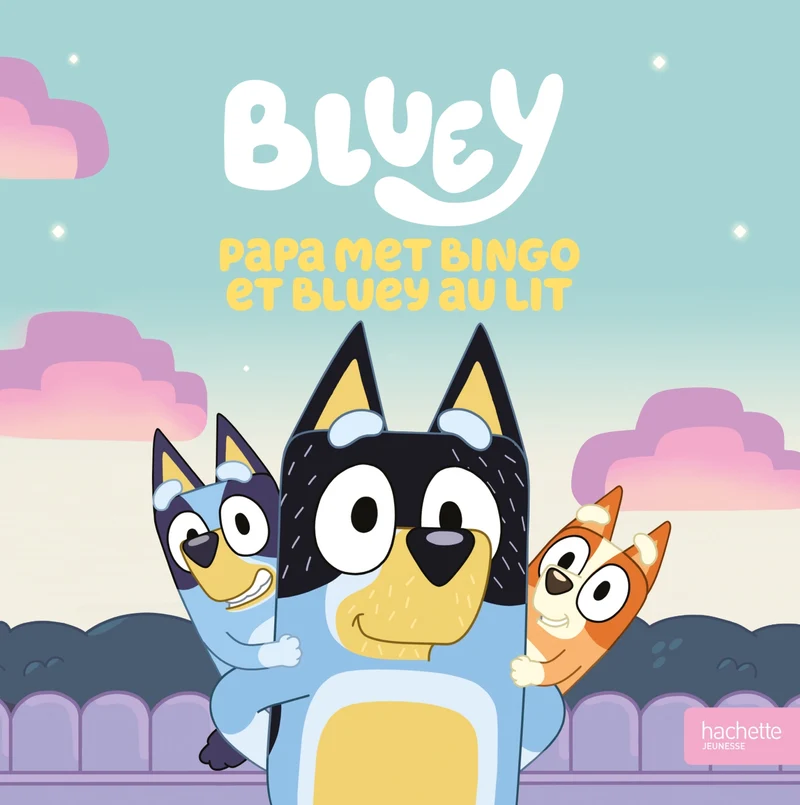 Bluey Papa met Bingo et Bluey au lit