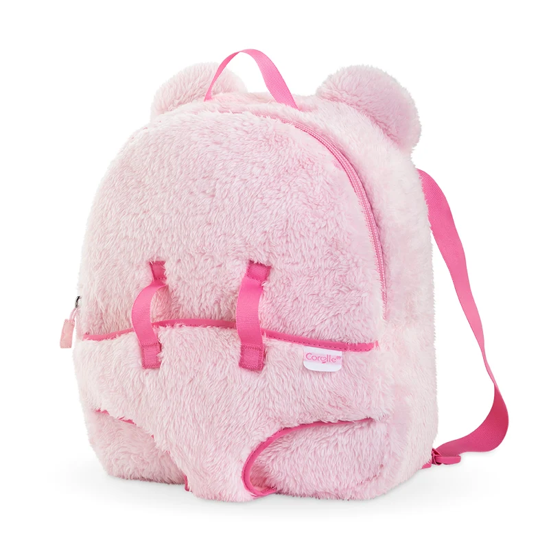 Corolle Sac à dos porte poupon- Peluche rose