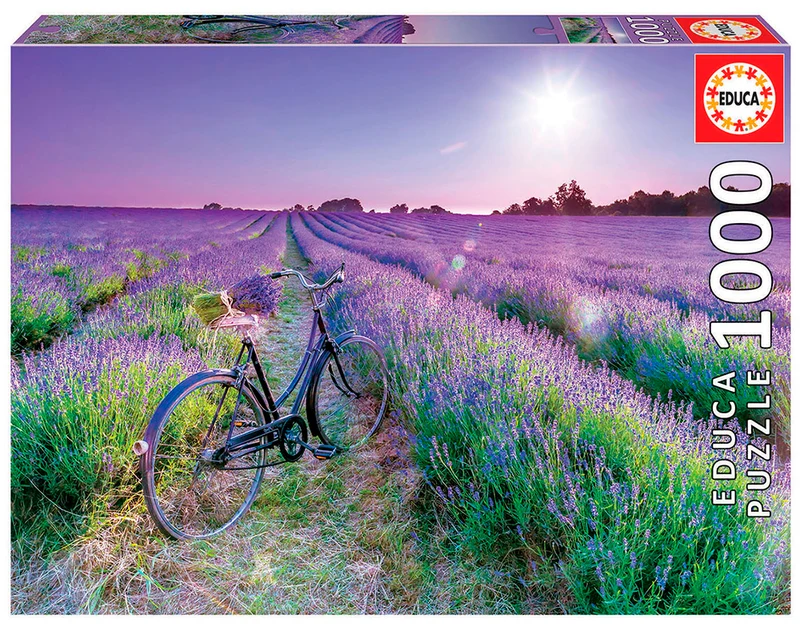 Vélo dans champs de lavande, 1000 pièces