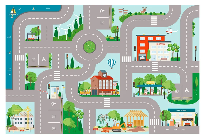 Tapis de jeu ville pour voiture