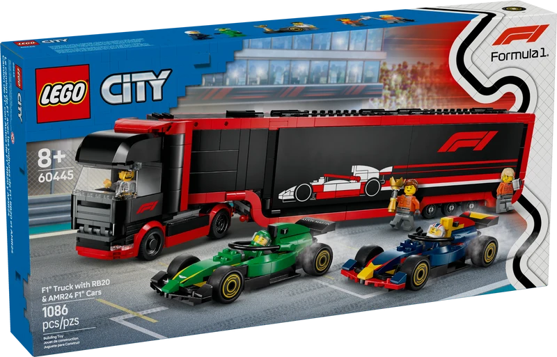 Le camion de F1 avec les voitures de RB20 et AMR24