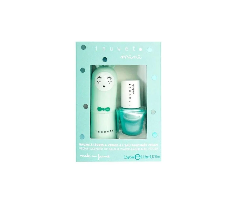 Duo aqua : baume à lèvres pomme & vernis turquoise