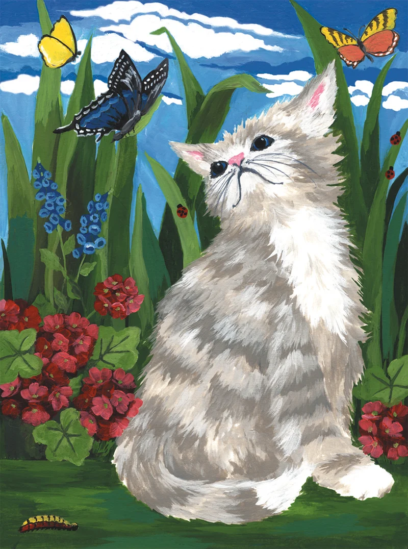 Chaton et papillons