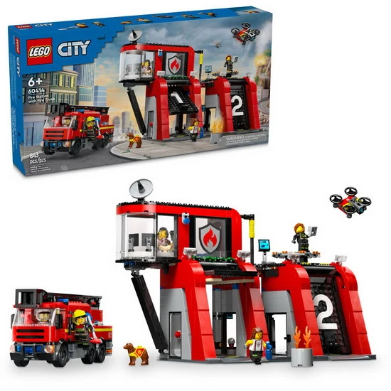 La caserne et le camion de pompiers