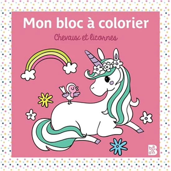 Mon bloc à colorier Chevaux et licornes