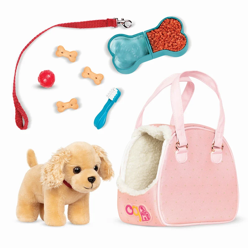 Chiot épagneul en peluche et accessoires
